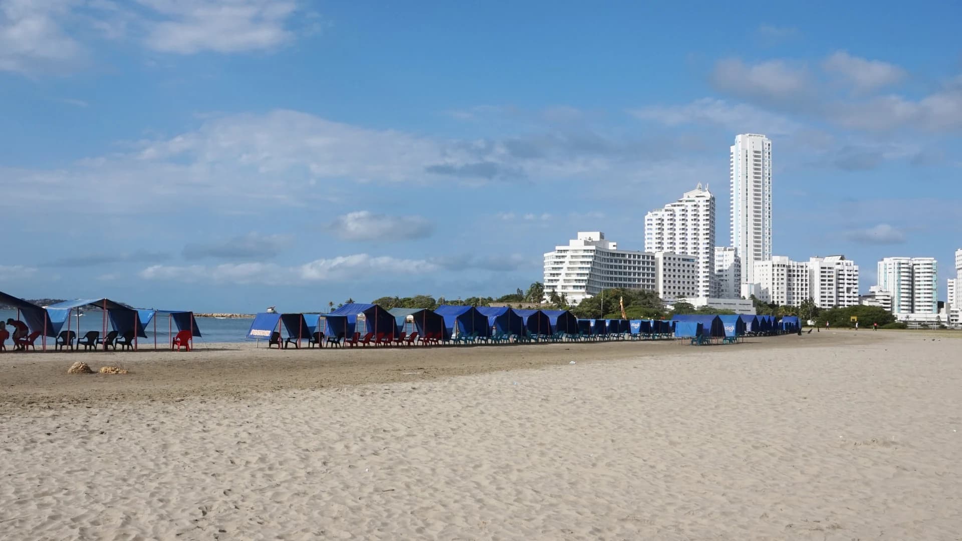 Bocagrande Beach and the Cartagena skyline, Colombia