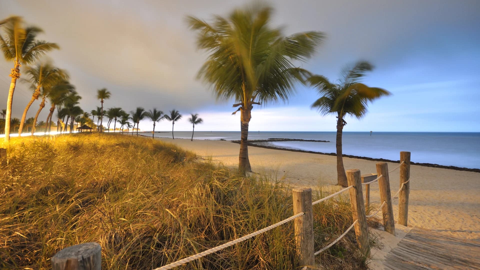 Boardwalk leading to Smathers Beach at dawn, Key West, Florida