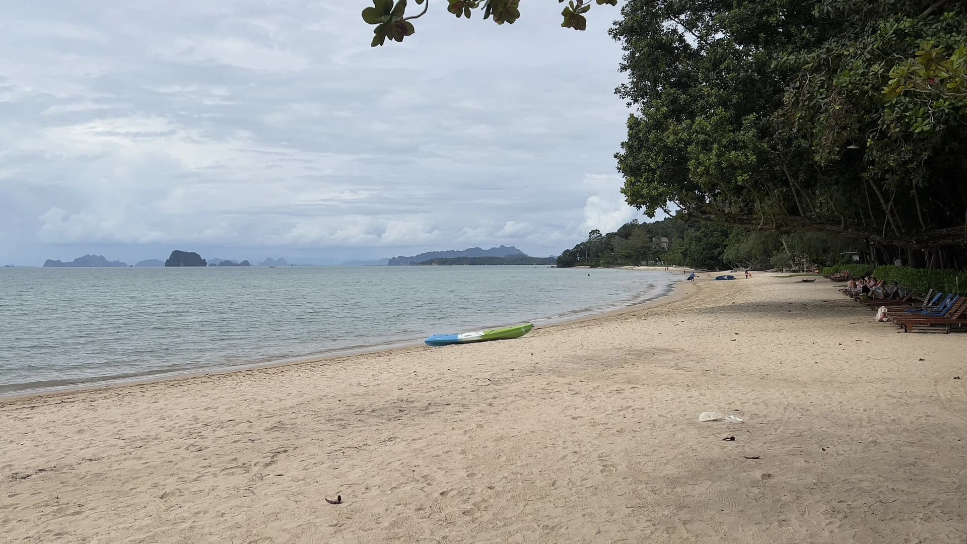 Tubkaek Beach, Krabi, Thailand, with limestone karst islands visible offshore