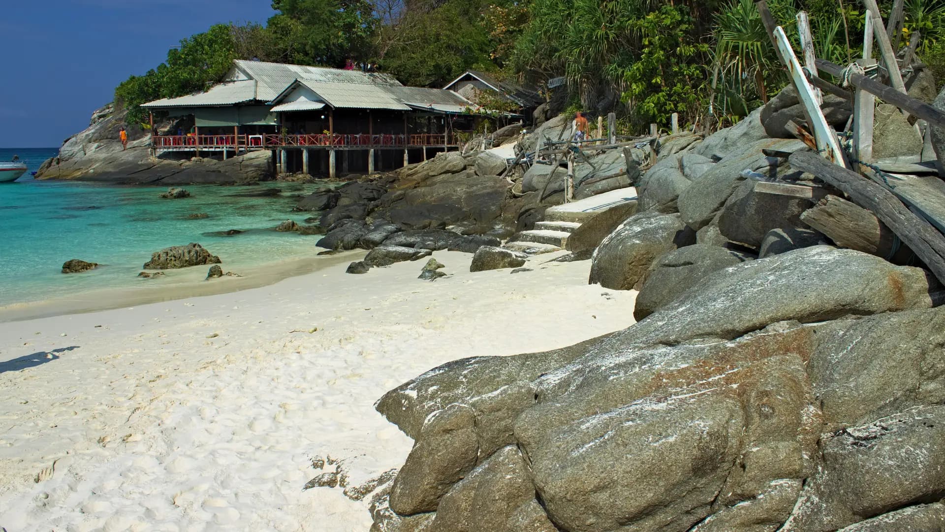 White sand beach and granite boulders at Racha Yai (Raya Island), Thailand