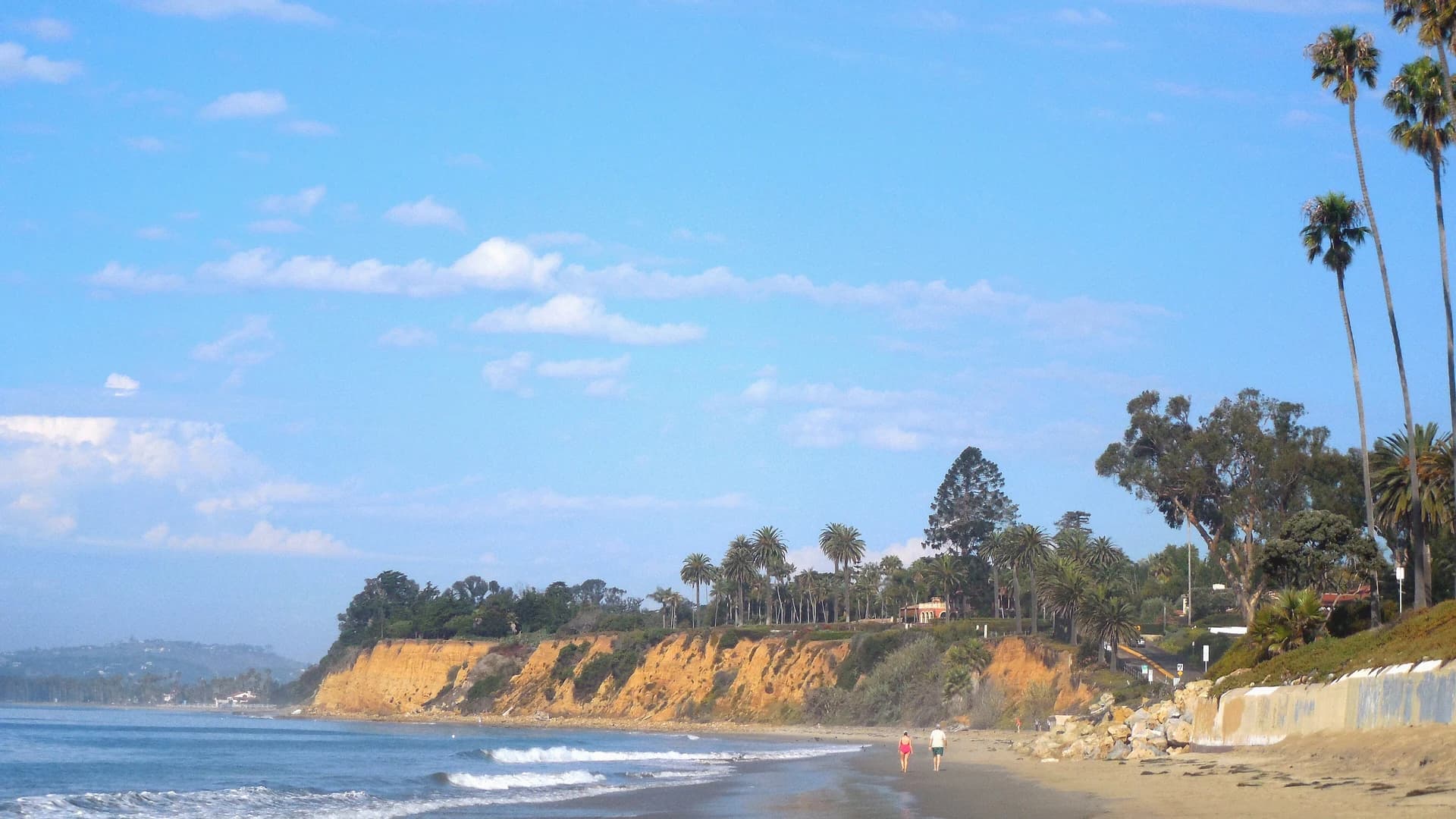 Butterfly Beach and the bluffs of Montecito, near Santa Barbara, California