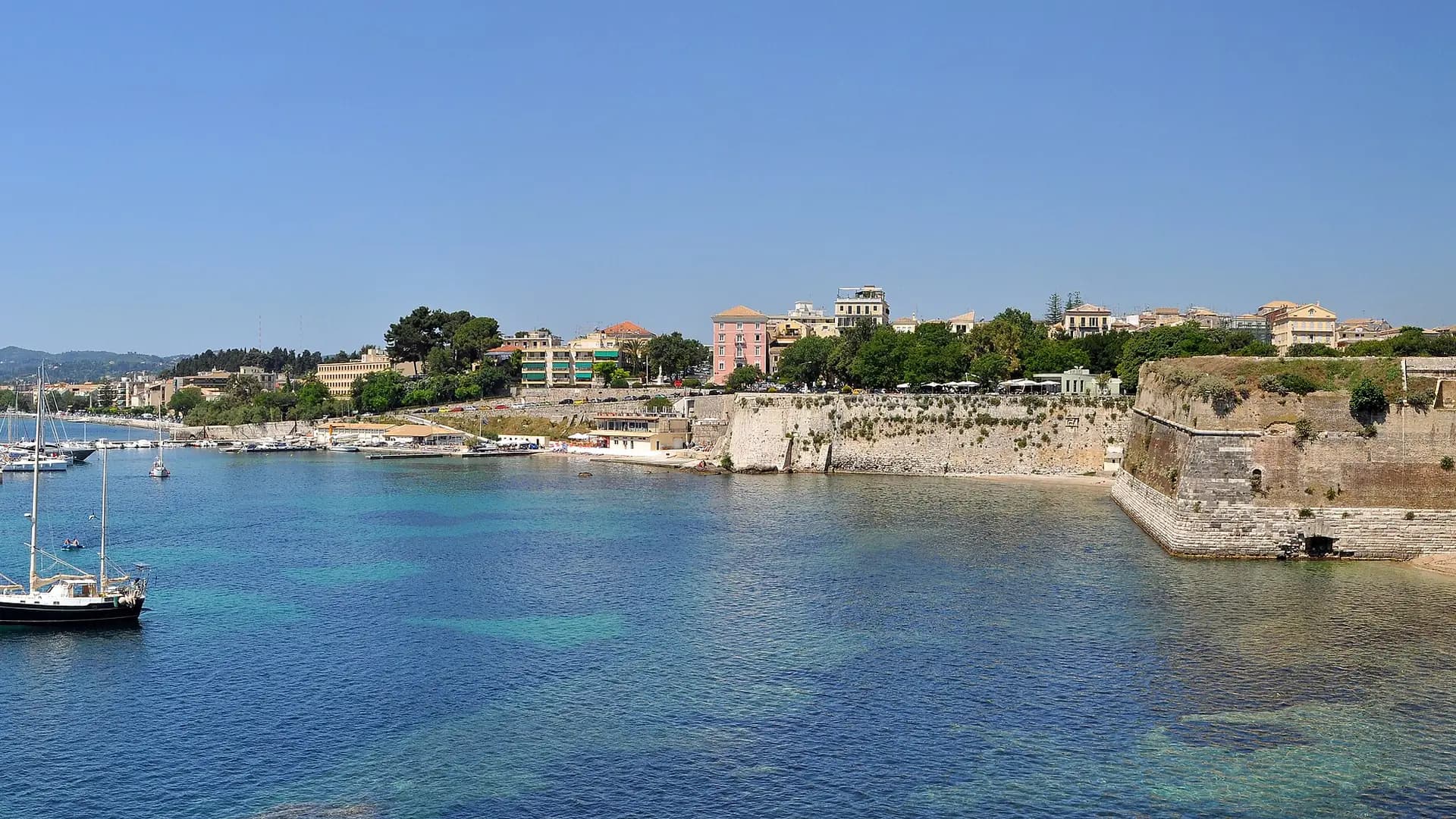 The Old Fortress and harbor of Corfu Town, Greece
