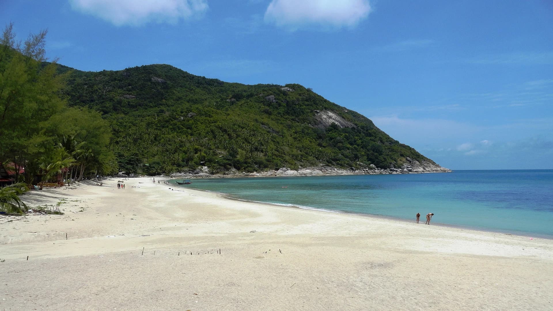 Empty white-sand beach cove on Koh Phangan, Thailand