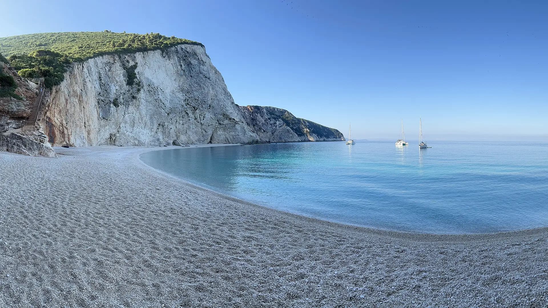 Porto Katsiki beach, white cliffs and turquoise water, Lefkada, Greece