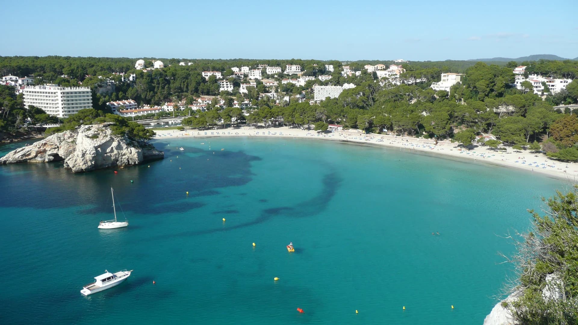 The turquoise cove of Cala Galdana on Menorca's south coast