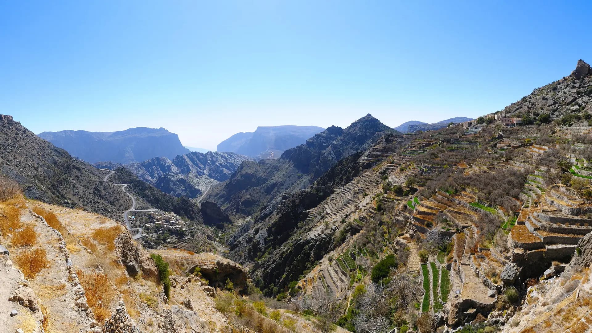 Terraced mountain village in Jabal Akhdar, Oman's Green Mountain