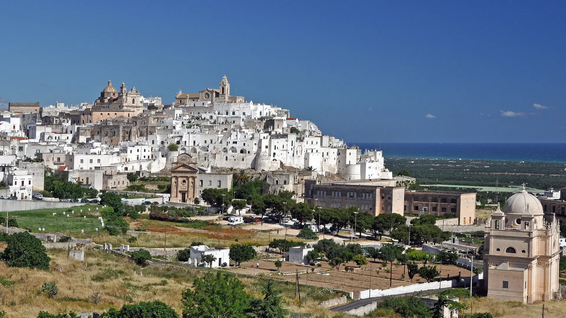 Ostuni, the White City, overlooking the Adriatic Sea, Puglia, Italy