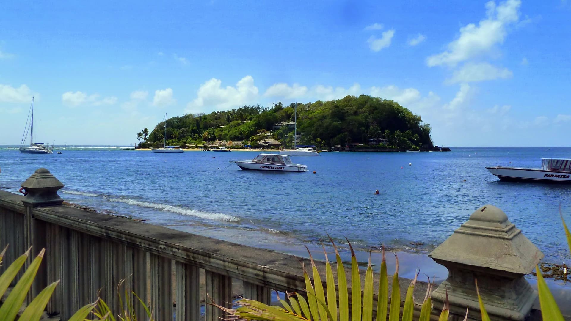 Young Island viewed from the Villa Beach waterfront on St Vincent